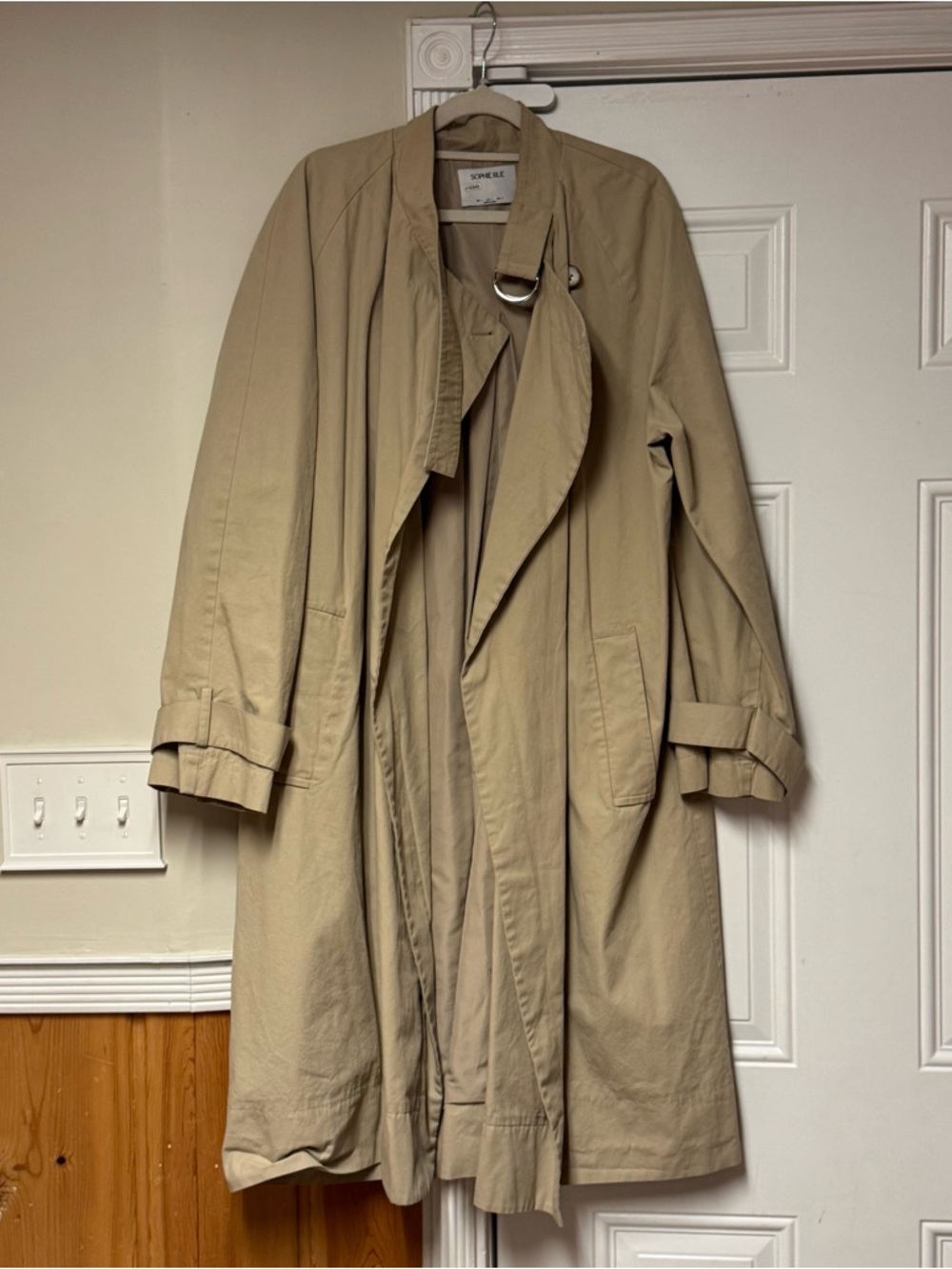 Sophie Rue Beige Trench Coat with D-Ring Accent